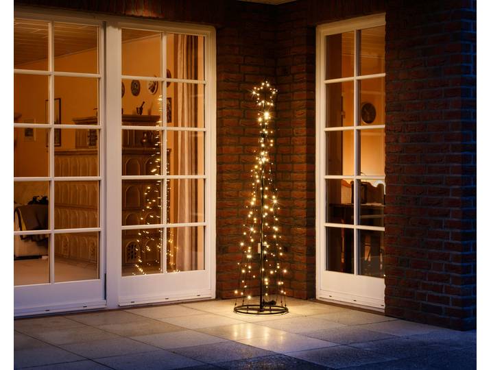 LED Metall-Tannenbaum mit warmweißen LED beleuchtet Lichterbaum - Weihnachtsbaum für den Innen und geschützten Außenbereich (180 cm / 160 LED)