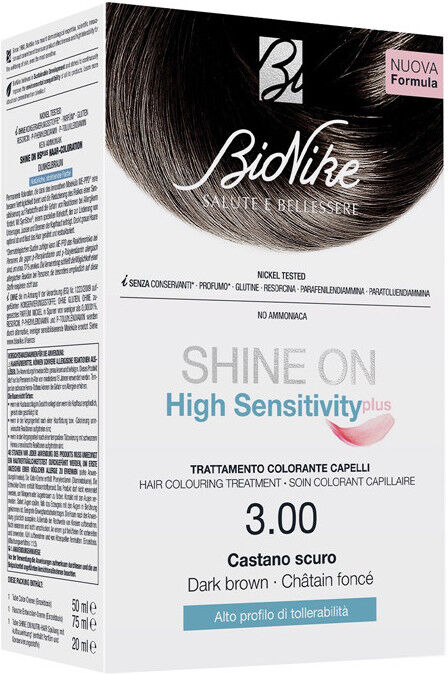 Shine On High Sensitivity Plus Castano Scuro 3,00 Rivelatore In Crema 75 Ml + Crema Colorante 50 Ml