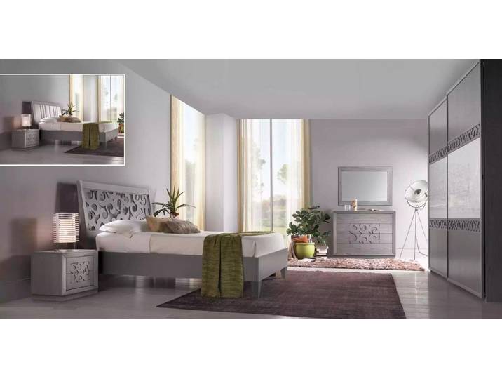 JVmoebel Schlafzimmer-Set Luxuriöses Schlafzimmer-Set in edlem Design mit Holzoberflächen, (Bett), Made in Italy