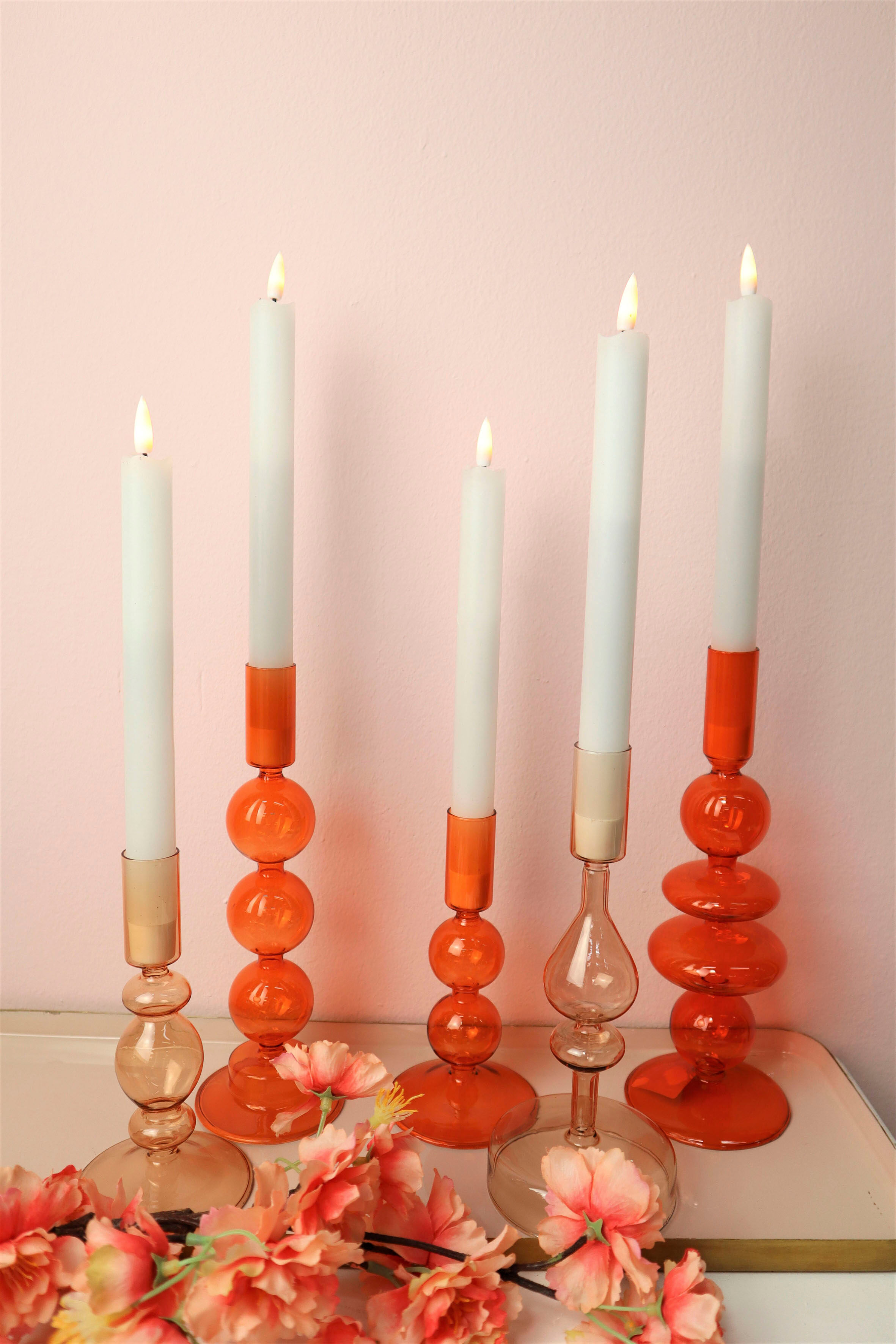 Kerzenleuchter AM DESIGN "Stabkerzenhalter aus Glas", orange, H:26cm Ø:8cm, Glas, Kerzenhalter, Kerzenleuchter, Höhe ca. 26 cm