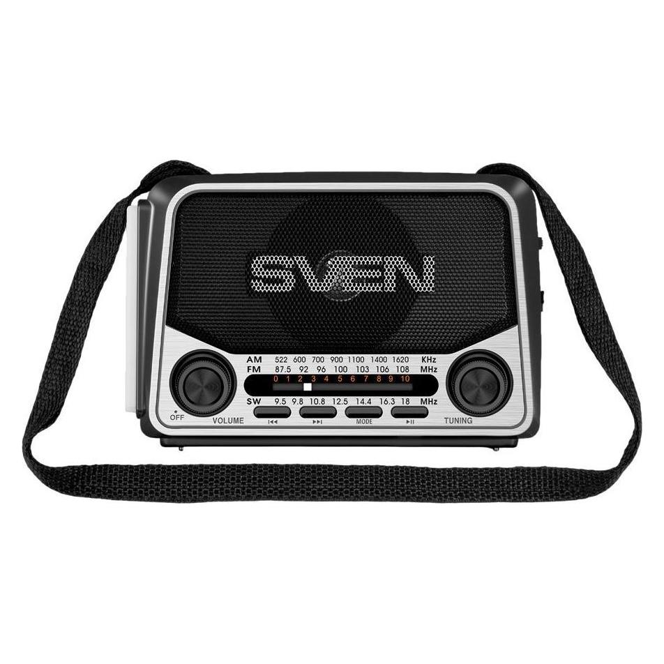 Sven Głośnik SRP-150 szary (3W, Bluetooth, FM/AM/SW, USB, microSD, latarka, bateria) (AM, FM, Bluetooth) (SVEN)
