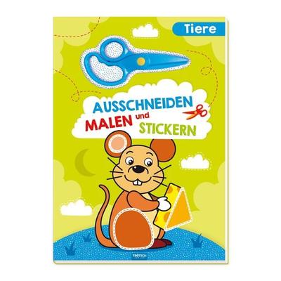 Trötsch Bastelbuch mit Schere Ausschneiden, Malen und Stickern Tiere, Taschenbuch von , Trötsch Verlag GmbH & Co. KG, 978-3-96552-866-6