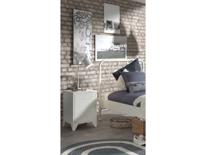 Vipack BRONXX Console de chevet au look industriel blanc mat