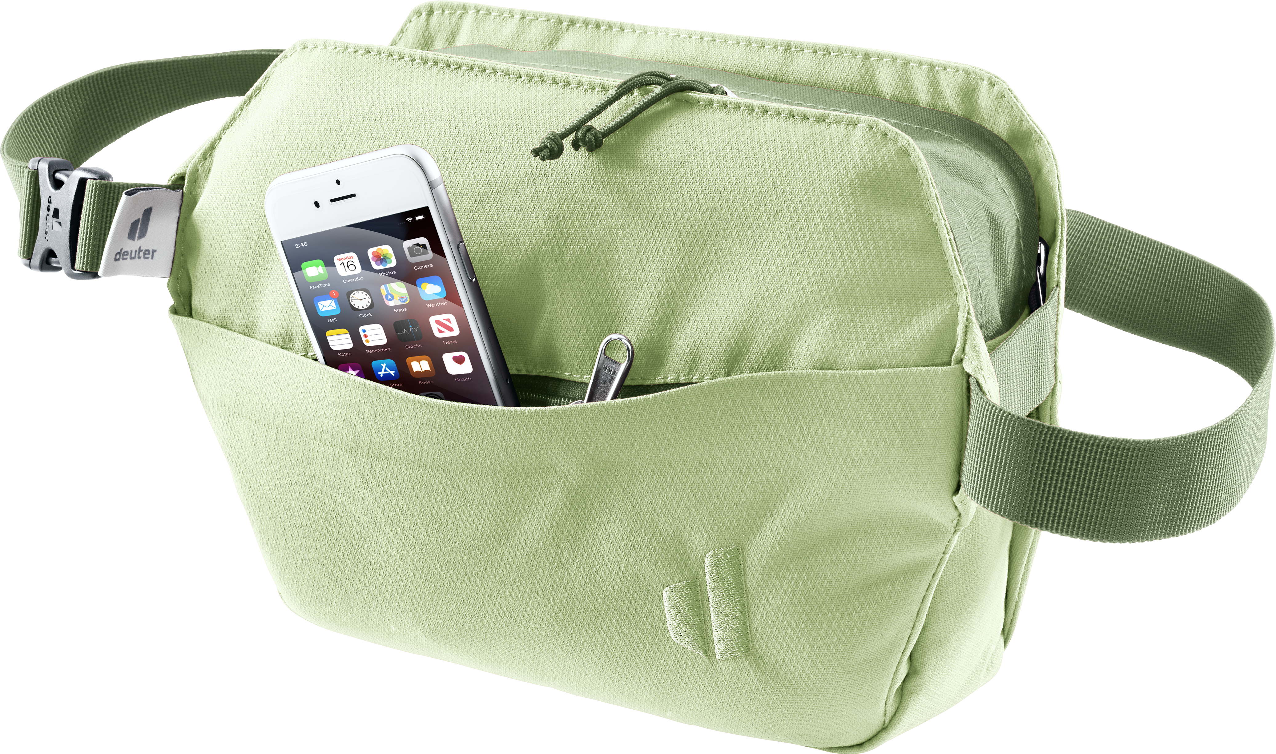 Schultertasche DEUTER "PASSWAY 2 L", Damen, Gr. B/H/T: 28cm x 17cm x 7cm, grün (mineral, grove), Polyester, Taschen Schultertasche, mit Reißverschluss, Crossbody-Trageweise