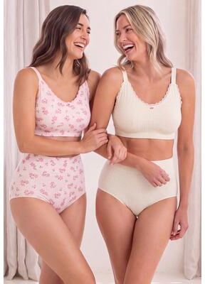 Plus Size Women's Comfort Choice® Pointelle Leisure Bra 2-Pack by Comfort Choice in Shell Pink Floral Pack (Size 3X)
