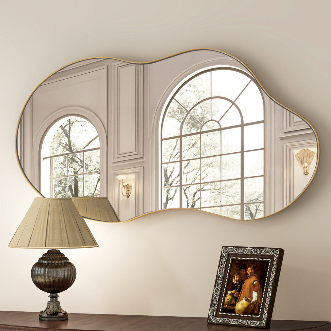 Blue Elephant Asymmetrical Metal Framed Wall Accent Mirror Bronze 111cm H x 55cm W
