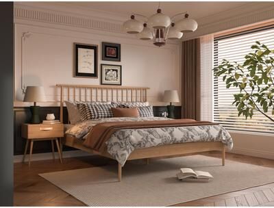 Crafter and Weavers Isabella Mid Century Bed - Solid American White Oak