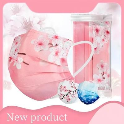 Uplift Picks Floral Starry Sky Three Layer Face Masks For Everyday Style pink 10 Pcs