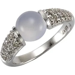 Jamelli Ring 925 Silber rhod. Chalcedon und Weißtopas
