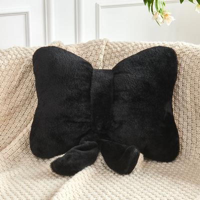 Trendy Discount Goods Cute Dusty Pink Bow Throw Pillows Soft Faux Rabbit Fur Aesthetic Home Decor Decorative Bow Pillow black