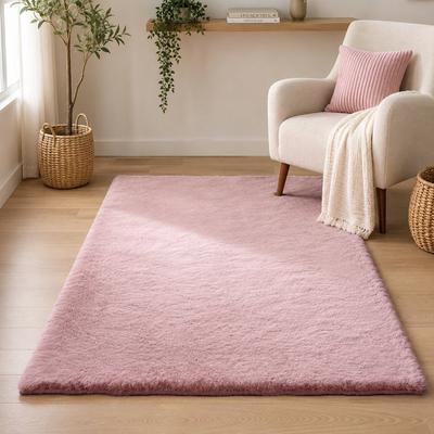 Home Mart Goods "Pink Faux Rabbit Fur Soft Plush Fuzzy Rug - 34"" x 58"" - 34"" x 58"""