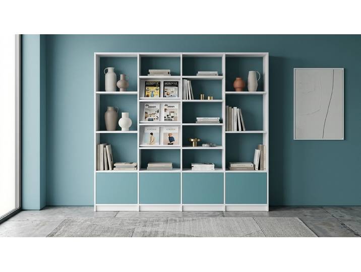 Modernes Wohnzimmerregal von Pickawood MDF Lackiert Signal­weiß RAL&nbsp;9003