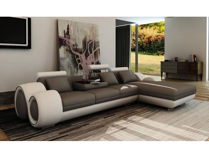 JVmoebel Ecksofa Edle Lederschlafcouch mit Kunstlederbezug und Kopfkissen, Made in Europa