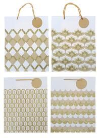 IH Casa Decor Gift Bags Gold Design Assorted Large - Set of 12