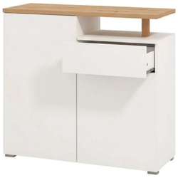Dmora Levate - Schrank, 103x40x94h cm Weiß, eine Schublade