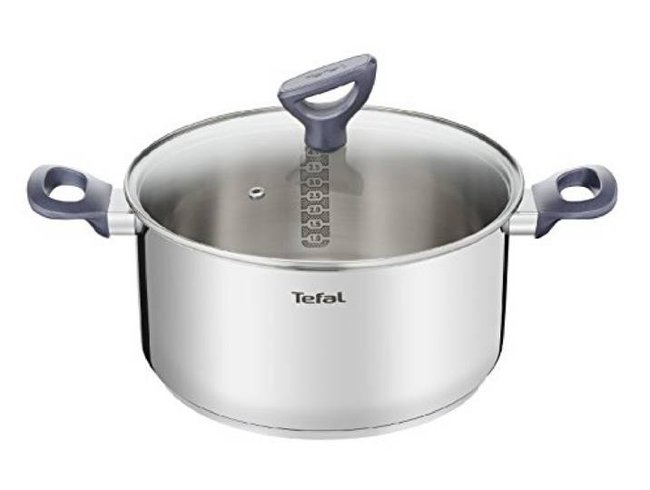 Tefal G71244 Daily Cook Kochtopf mit Deckel 20cm Messskala Ausgießhilfe induktionsgeeignet Thermokunststoff-Griff Edelstahl