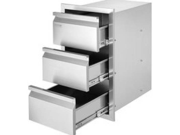 VEVOR Outdoor-Küchenschubladen Unterputz-Grillschubladen im Kastenrahmenstil mit Edelstahlgriff, Grillinselschubladen für Außenküchen oder Terrassengrillstationen 377 x 646 x 480 mm