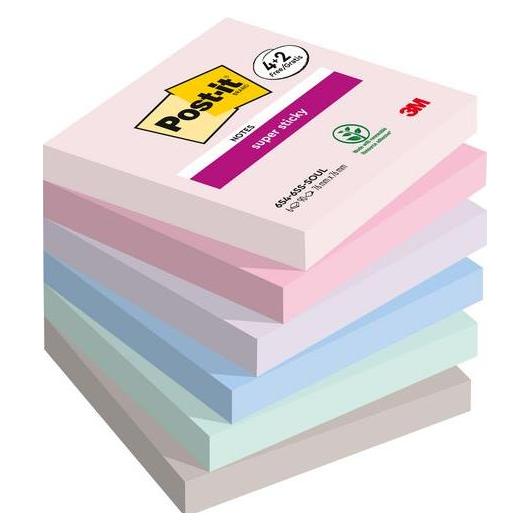 Post-it Super Sticky Soulful (76 x 76 mm) (654-SSSOUL-P4+2)