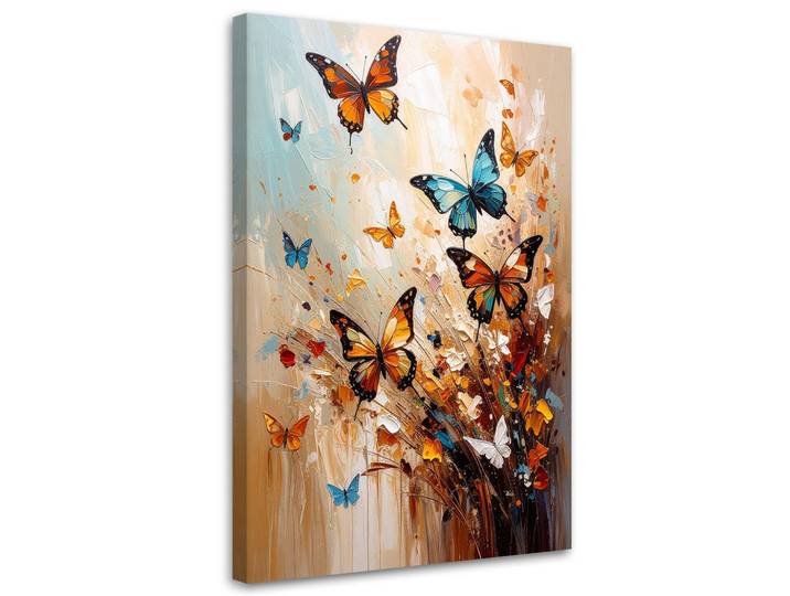 Feeby Leinwandbild Bunte Schmetterlinge 80x120cm, Beige, Tiere, Rechteckig, 80x120 cm, Bilder & Rahmen, Bilder, Leinwandbilder