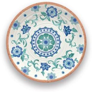 "Abode Homewares Rio Turquoise Melamine Floral Round Serving Platter - Multicolor - 14"""
