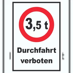 HB-Druck Durchfahrt verboten 3,5 Tonnen Schild A3 (297x420mm)