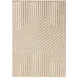 benuta Basic Kurzflor Teppich Leo Cream 160x230 cm - Moderner Kurzflor-Teppich für Wohnzimmer