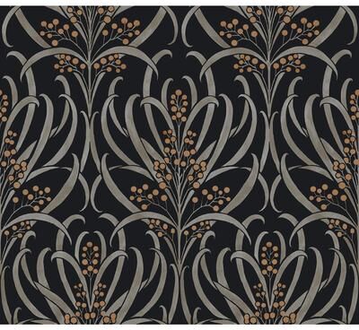 Ronald Redding Calluna Black & Gold Metallic Wallpaper