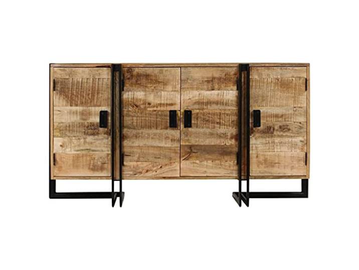 GKMBCVDFR Sideboard Massivholz Mango 150x40x80 cm Stahlgestell, Industrie Stil, Stauraum, Dekoartikel, Robust, Langlebig