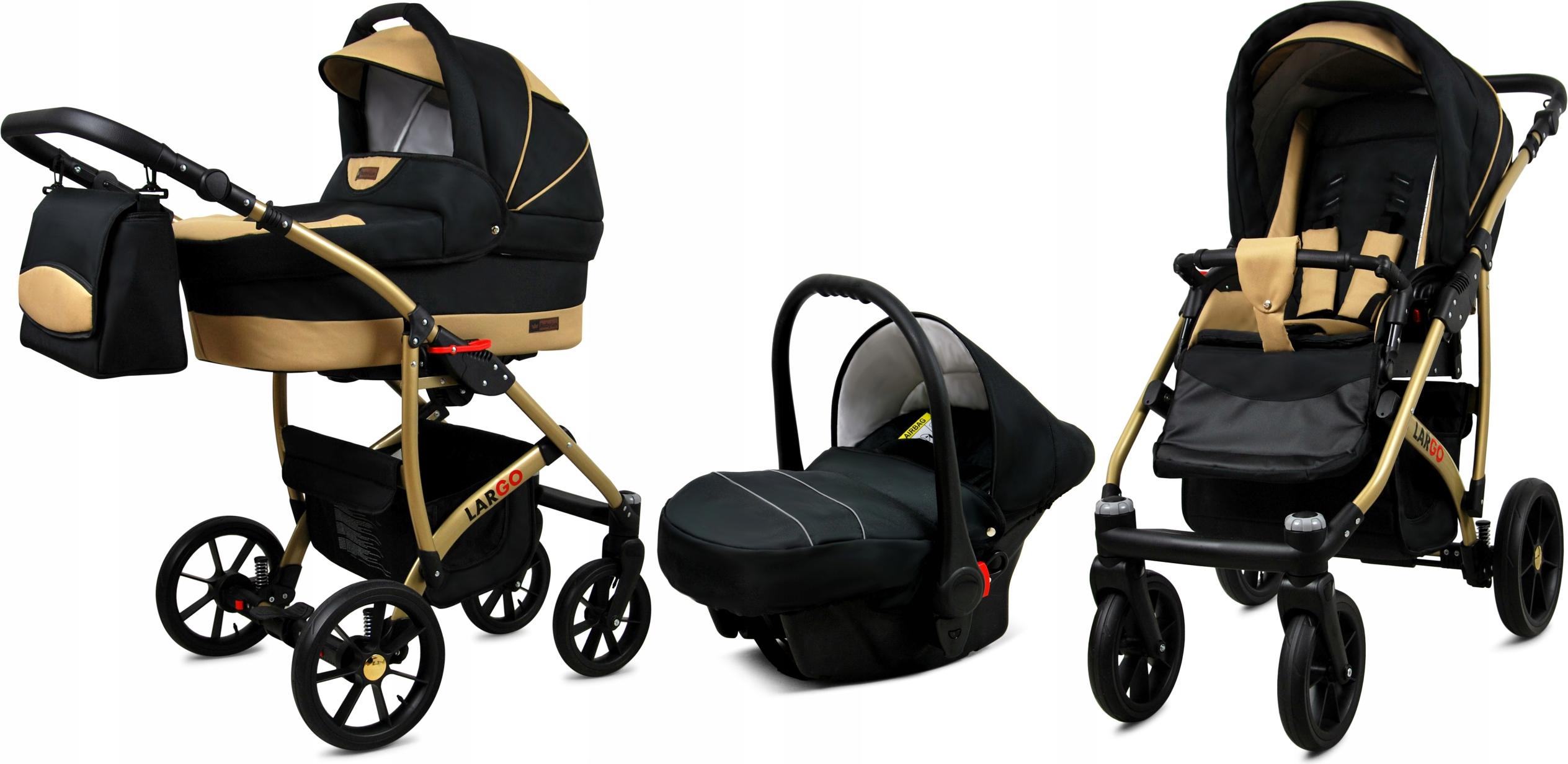 BabyLux Largo | 3in1 Kinderwagen Set | Black Coffe | Kombikinderwagen | Kinderwagenset | Buggy