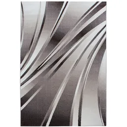 Teppich Kurzflor Wellenmuster Modern Waschbar Strapazierfähig Esszimmer Flur OEKO-TEX Braun 240x340 cm Gekettelt – DRAU von Kadima Design