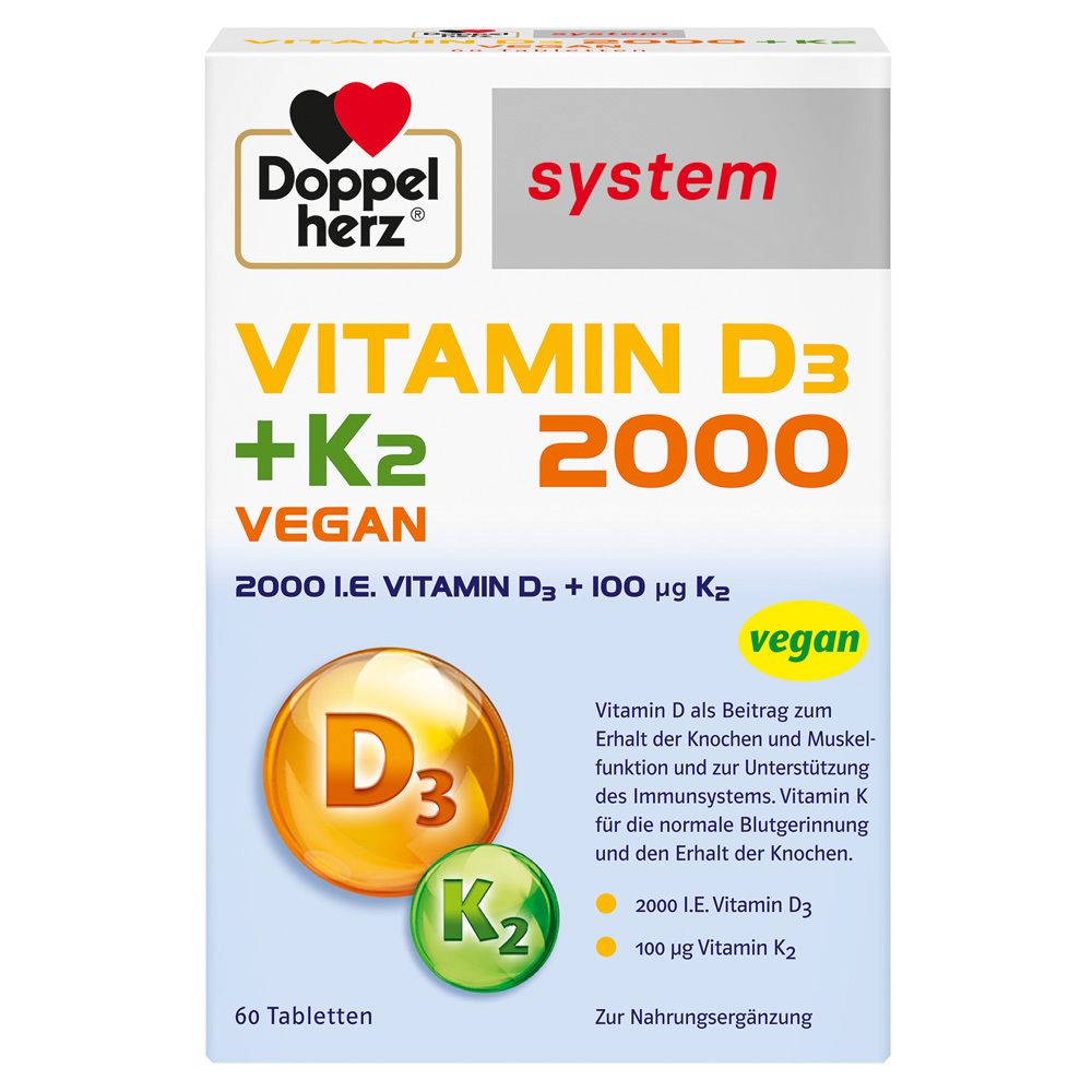 Doppelherz Vitamin D3 2000+K2 system Tabletten 60 St