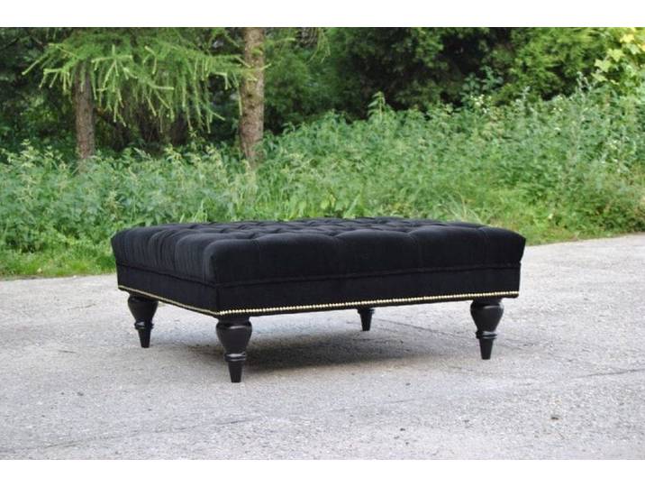 Xlmoebel Hocker Chesterfield Beistelltisch Stoff Design Modern Schwarz Polster (Ottomane, 1 St., Ottomane), Made in Europa