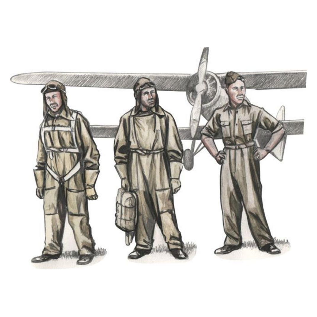 CMK Czechoslovak pre-WWII pilots, (3 fig) (129-F72325)