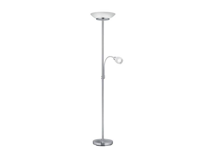 Led-Deckenfluter, Nickelfarben, Metall, Glas, 34x180x34 cm, getrennt schaltbar, Lesearm, Flexarm, mit Schalter, Lampen & Leuchten, Innenbeleuchtung, Stehlampen, LED-Deckenfluter