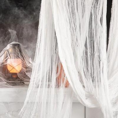 Inspired Living Black Creepy Cloth Halloween Gauze Decoration For Haunted House Decor white