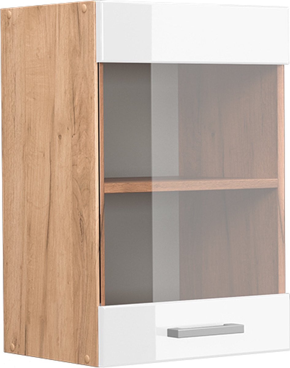 Vicco R-Line Glazen keukenkast Wit Hoogglans