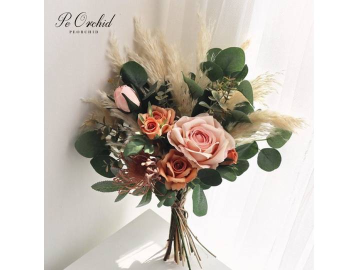 PEORCHID-Bouquet de Mariage Rustique Boho, Fausses Fleurs Artificielles Personnalisées, Décoration de Maison, pour Demoiselles d'Honneur