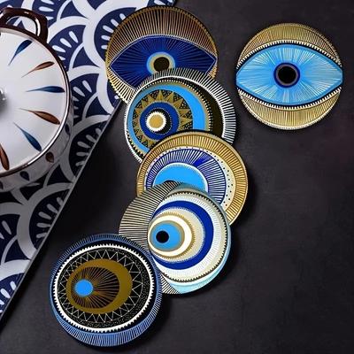 Uplift Treasures Wooden Evil Eye Coasters Set With Insulation Wooden Evil Eye Coasters Set With Insulation
