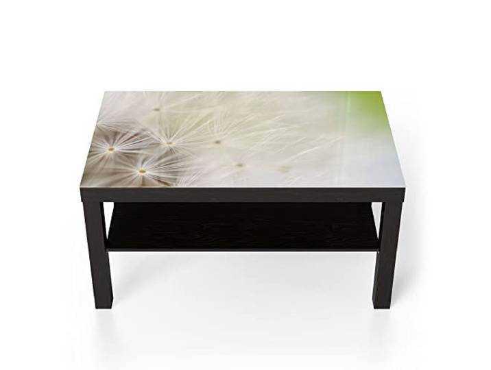 DEQORI Glastisch schwarz groß 90x50 cm Motiv Pusteblume ganz nah ausgefallener Beistelltisch aus Glas Hochglanz Couchtisch fürs Wohnzimmer moderner Couch Tisch mit Design