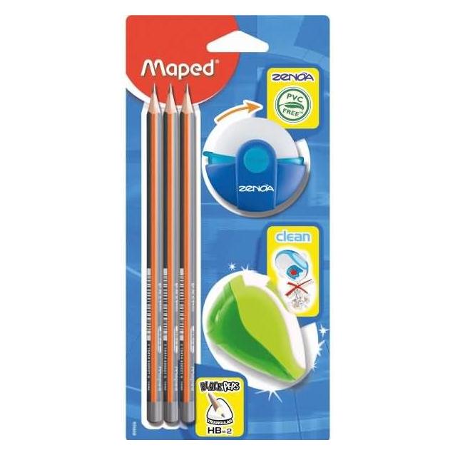 Magni Multi Kit Maped 5-teilig Radierer,Spitzer,3 Bleist (HB, 3x) (M899926)