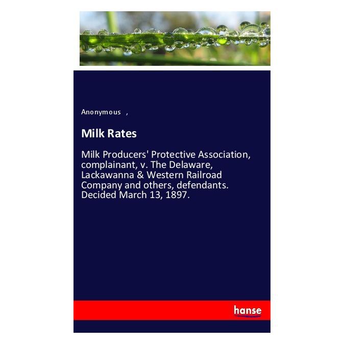 Hansebooks Milk Rates (Softcover, Anonym) (55970508)
