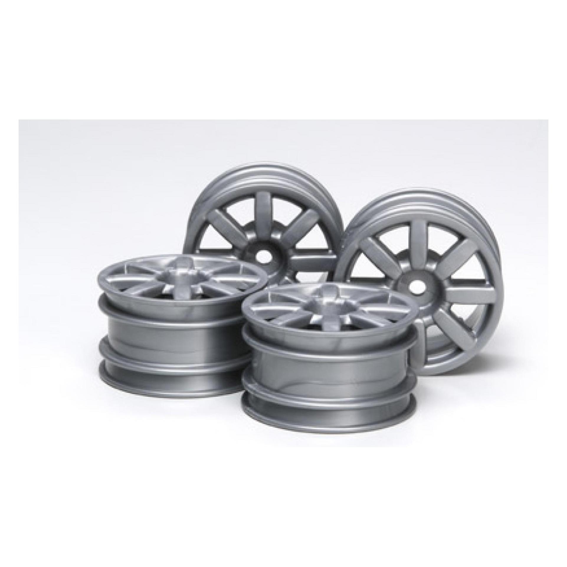 Tamiya M-Chassis Flat 8-Spoke Wheels 4pcs silver (TAM 51334)