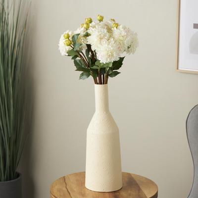 Arcilla Elemental - White Faux Foliage Tall Dahlia Indoor Outdoor Artificial Flower Stem (Set of 8)