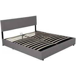 Corium, Bett, Polsterbett Juva Cord mit Lattenrost 140x200 cm Grau (140 x 200 cm)