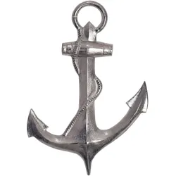 FineBuy, Wanddeko, Deko Anker Wanddeko 70 cm Silber XXL Maritim Aluminium Modern Wohndeko