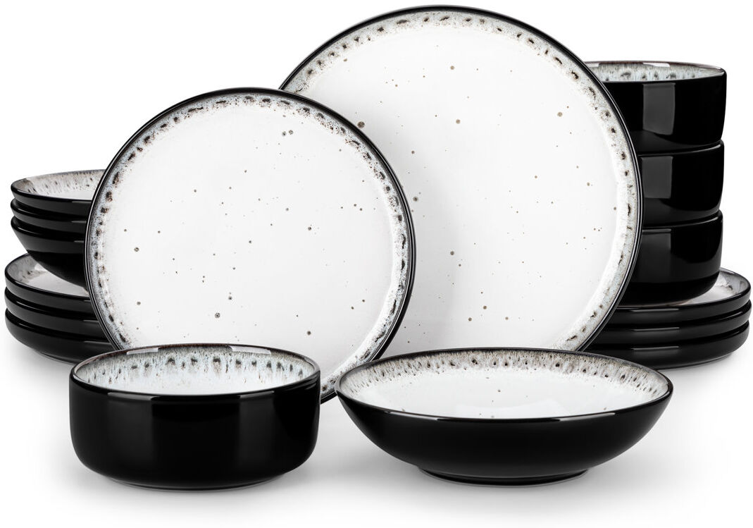 Vancasso 16 Pcs Stoneware Dinnerware Set, Dinnerware, Dinner Plates, Dessert Plates, Bowls And Soup Plates For 4 Person Cream 16