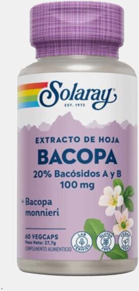 SOLARAY EXTRATO FOLHA BACOPA 60 CAPSULAS VEGETAIS