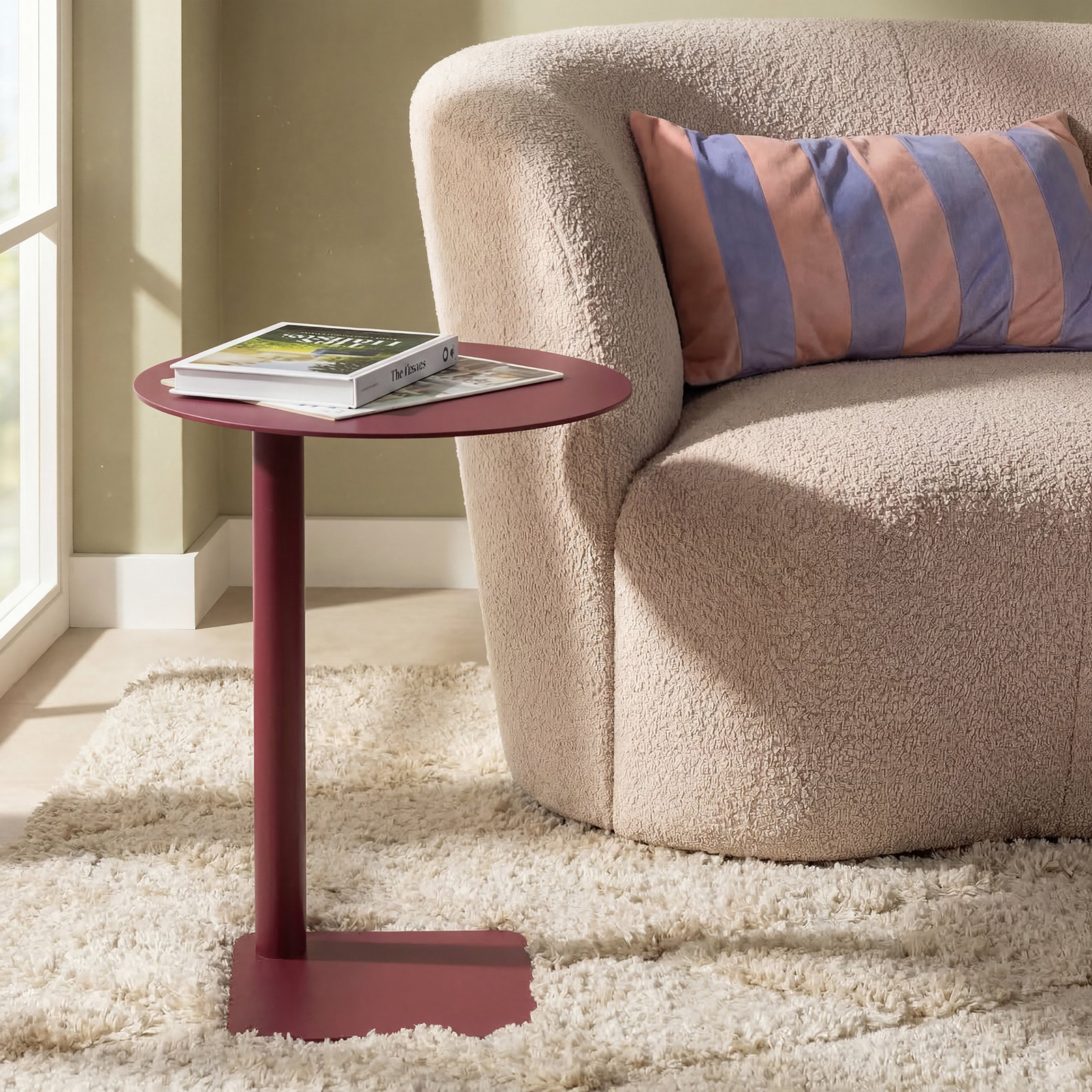 Spinder Design bijzettafel Sunny rond rood metaal Ø 40 cm