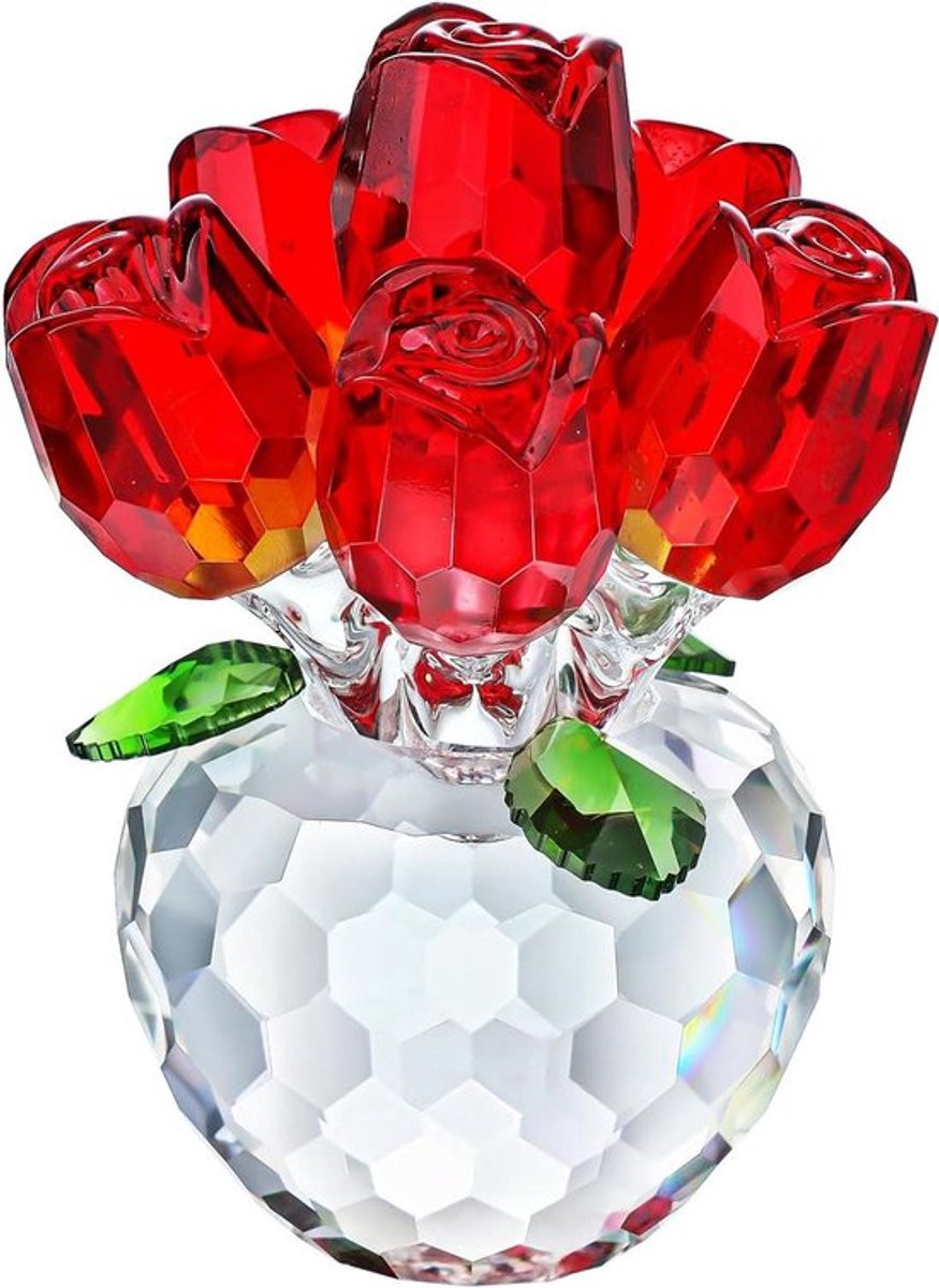 Kristallen Rode Roos Ornament met Kristallen Stand voor Decoratie en Cadeau