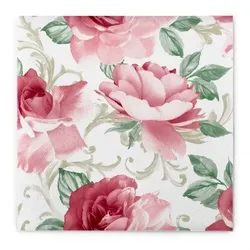 MANK Serviette Airlaid Rosalie in Bordeaux, 40 x 40 cm, 50 Stück - Rosen Blumen Floral